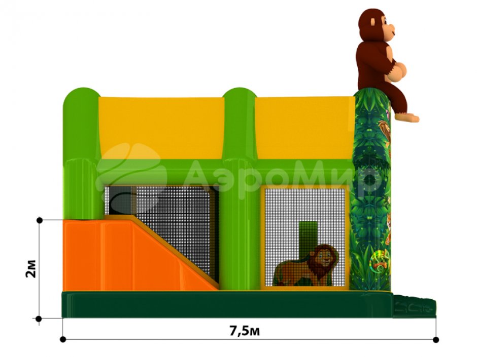 Надувной батут с крышей Кинг-Конг