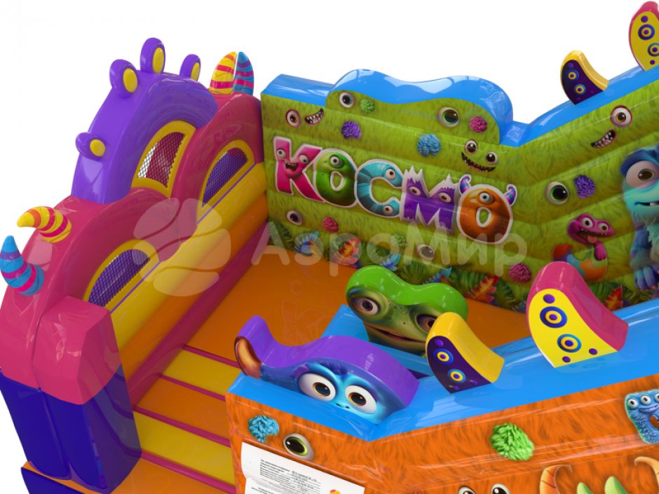Большой надувной батут горка Монстрики — батут для бизнеса с горкой ↑3,5 м. на 39 м²