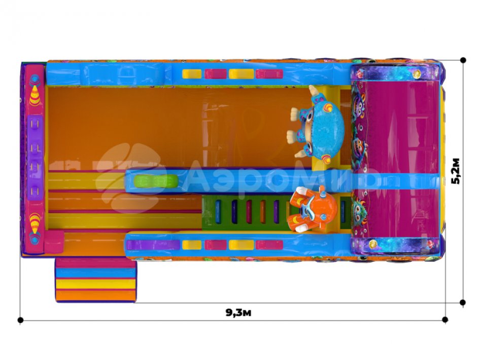 Большой надувной батут горка Монстрики — батут для бизнеса с горкой ↑3,5 м. на 39 м²