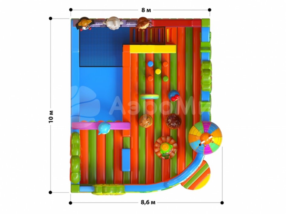 Надувной батут «На опушке» с горкой и батутной ареной на 86 м²