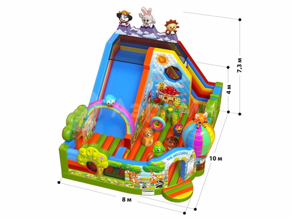 Надувной батут «На опушке» с горкой и батутной ареной на 86 м²