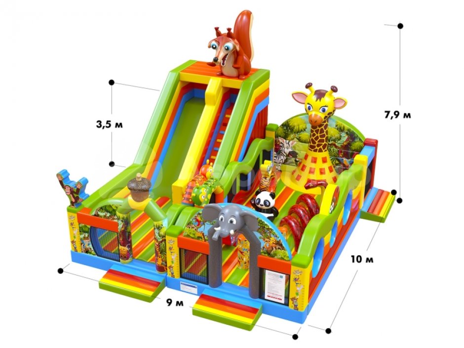 Надувной батутный комплекс Полянка — из двух частей общей площадью 90 м²