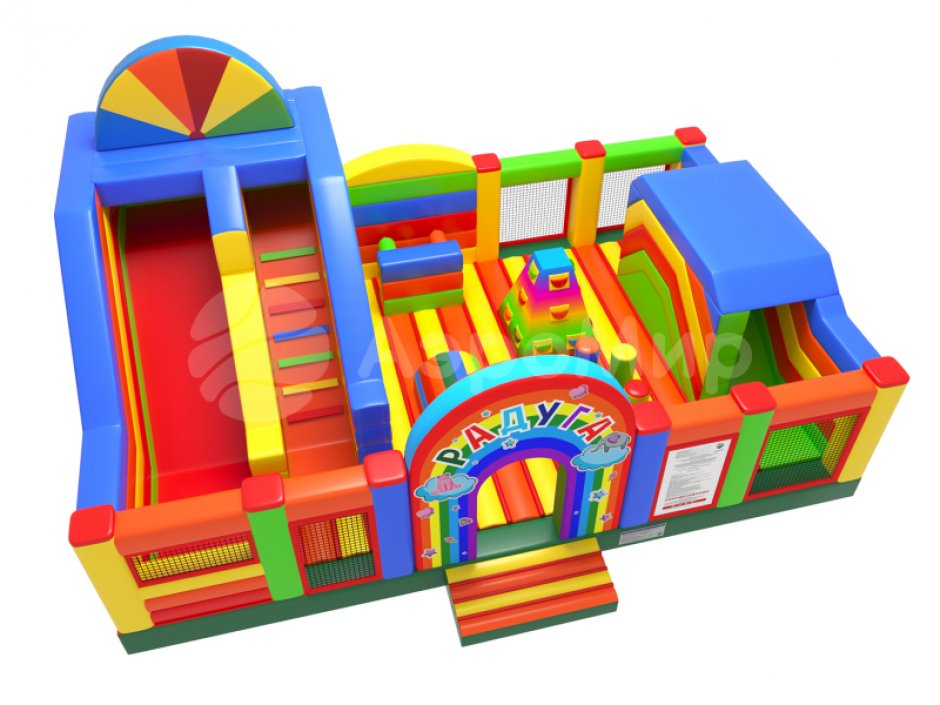 Надувной батут Радуга — большой батут с горкой общей площадью 85 м²