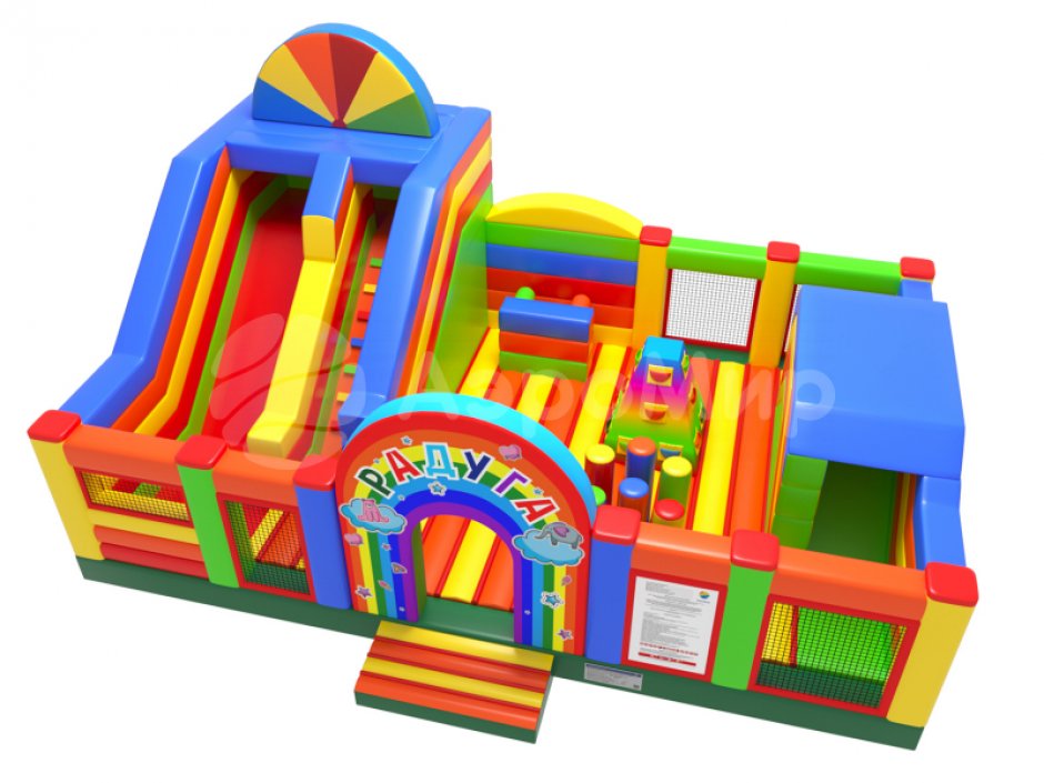 Надувной батут Радуга — большой батут с горкой общей площадью 85 м²