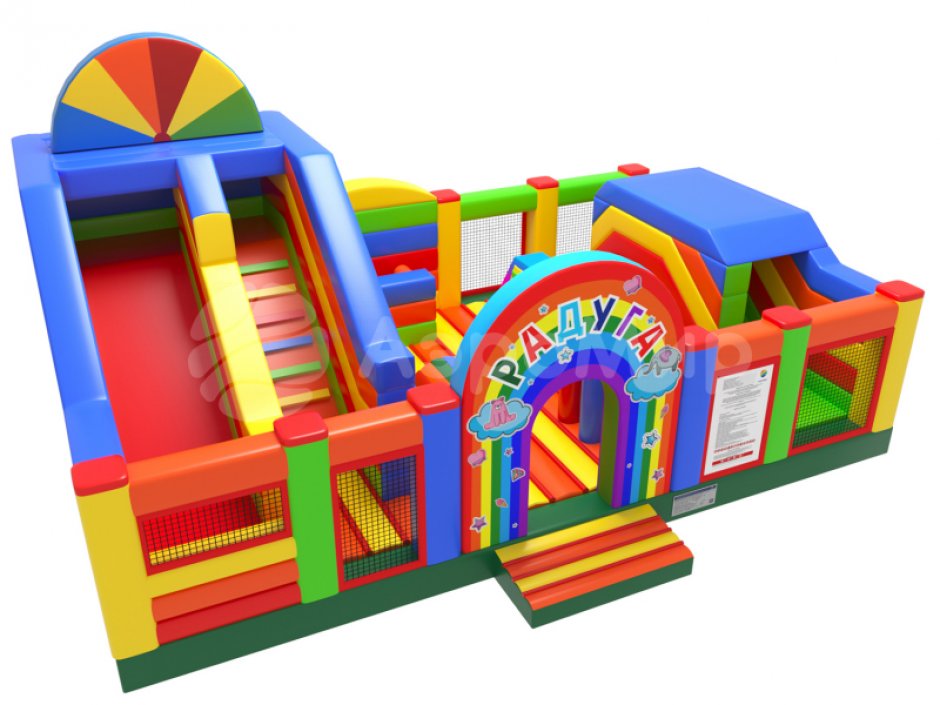 Надувной батут Радуга — большой батут с горкой общей площадью 85 м²