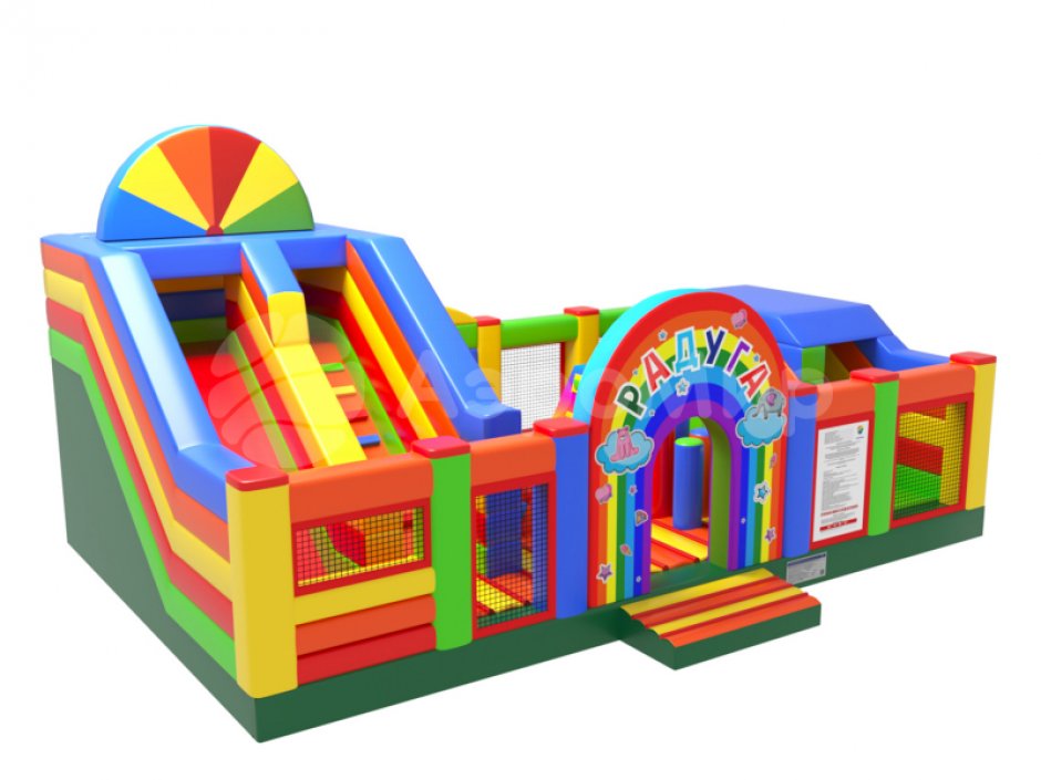 Надувной батут Радуга — большой батут с горкой общей площадью 85 м²