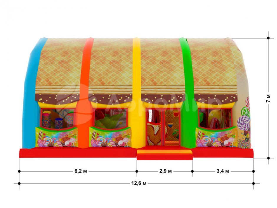 Сладкий мир  — надувной батут с крышей на 105 м²