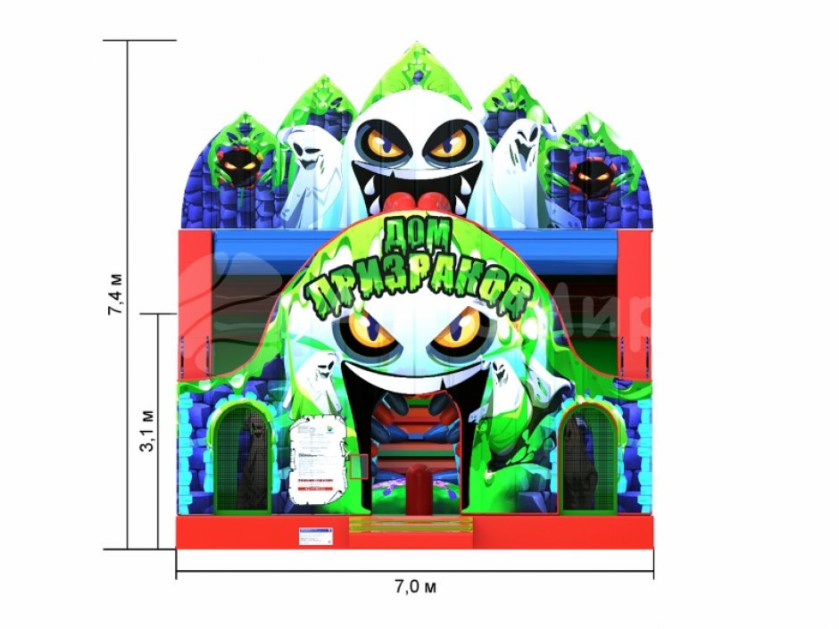 Комната страха — надувная горка батут площадью 112м²