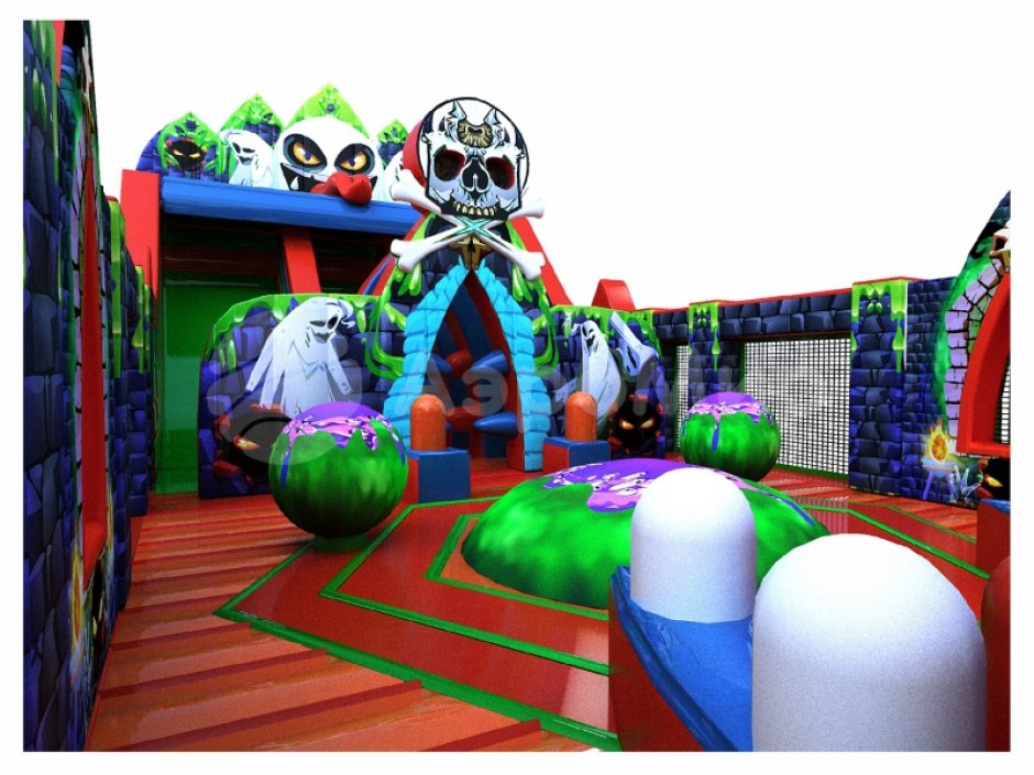 Комната страха — надувная горка батут площадью 112м²