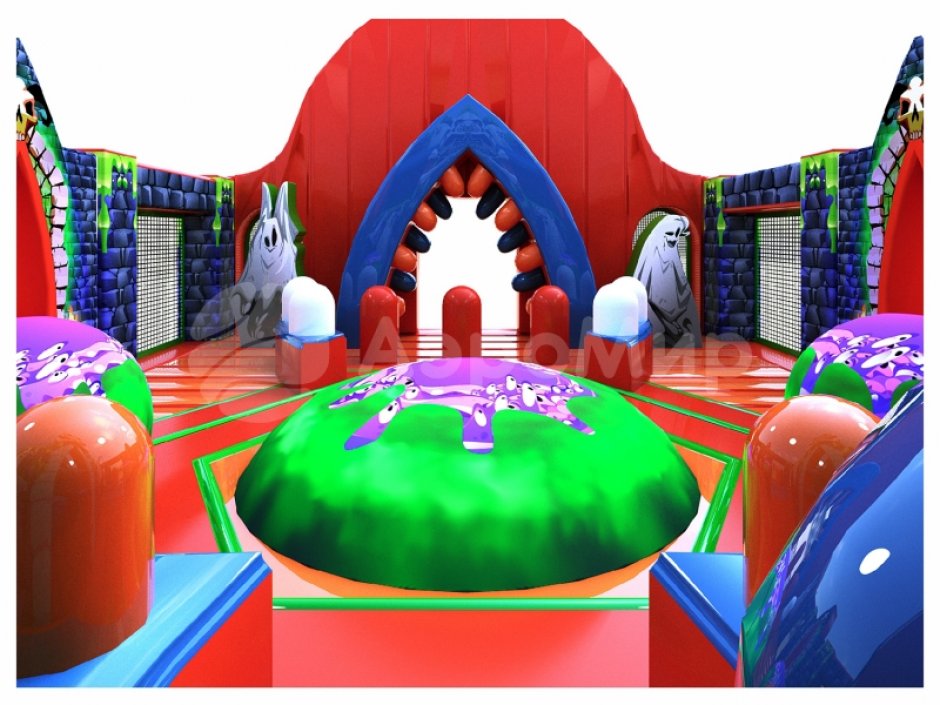 Комната страха — надувная горка батут площадью 112м²