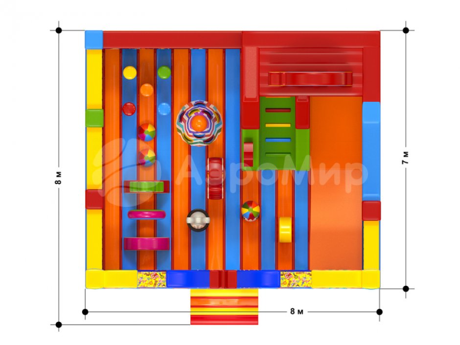 Надувной батут Цирк с горками и батутной ареной на 56 м²