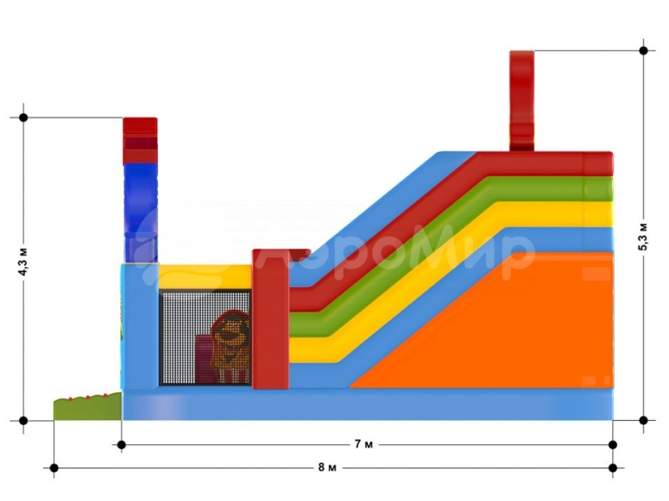 Надувной батут Цирк с горками и батутной ареной на 56 м²