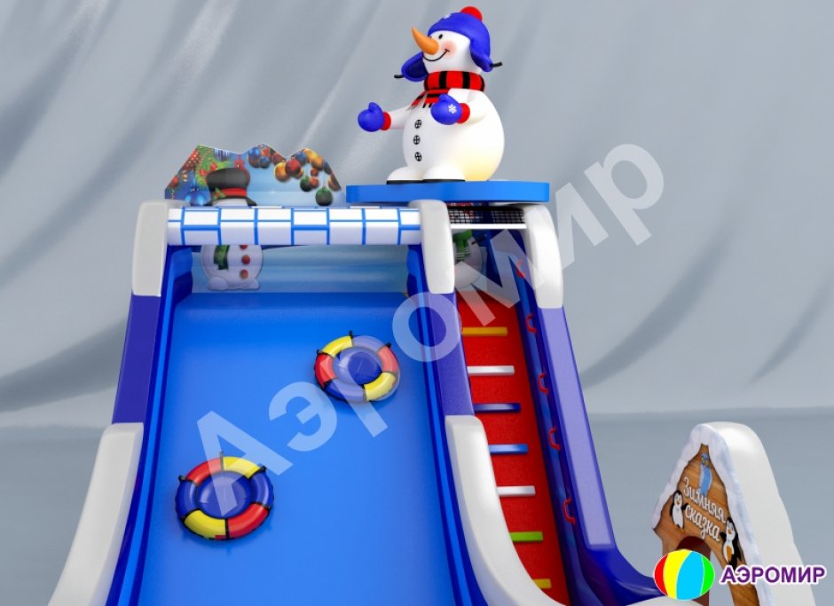Надувная горка Снеговик — большая зимняя горка-батут