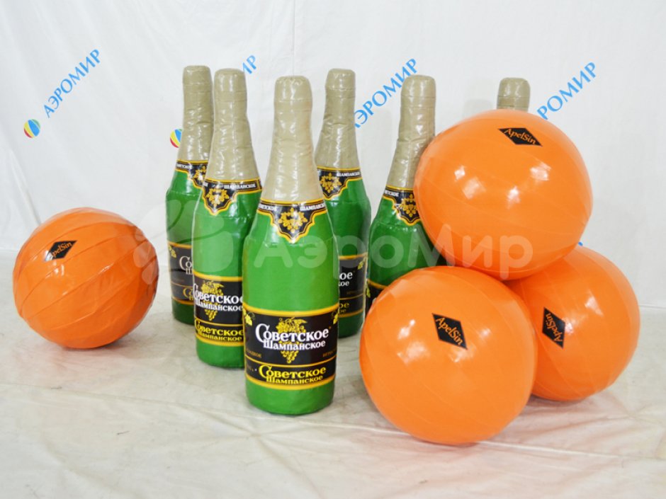 Командный аттракцион Кегли Шампанское — популярная праздничная игра в боулинг