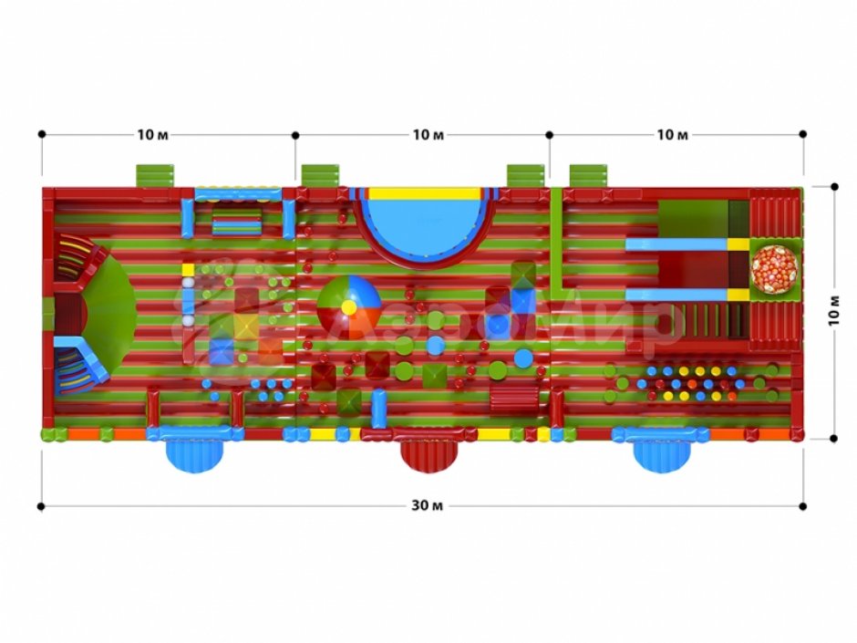 Гигантский надувной батут Бука-Парк — айр парк общей площадью 302 м²