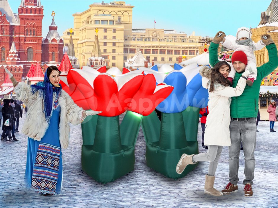 Надувные цветы в букете — композиция из трех цветков