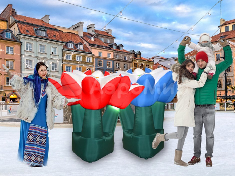 Надувные цветы в букете — композиция из трех цветков