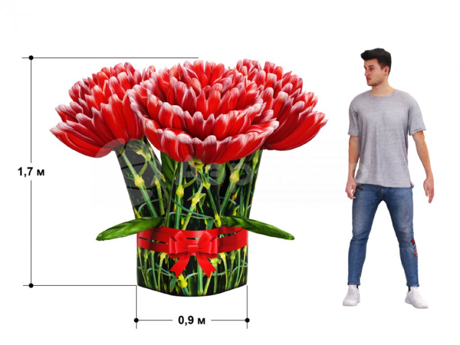 Надувной цветок Гвоздика — торжественное оформление Дня Победы
