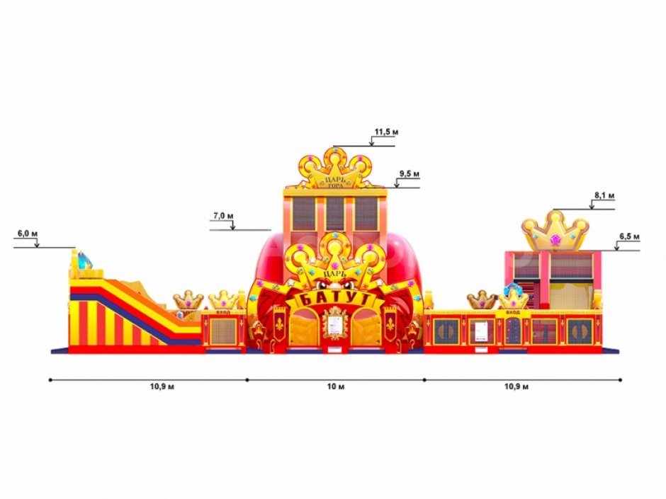 Надувной парк — Царь батут, площадью >500 м²
