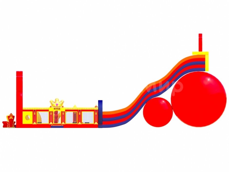Надувной батут Царь-Горка высота горки 7 метров, общая площадь батутной арены на 156 м²