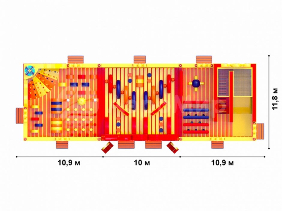 Надувной парк — Царь батут, площадью 300 м²