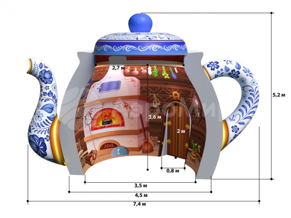 Надувной чайник-дом — для праздников, выставок и торговли