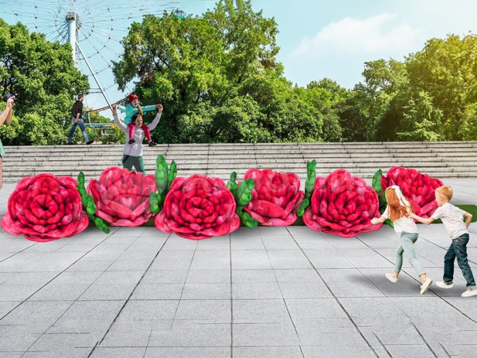 Пневмогирлянда из Пионов с эффектом раскрытия