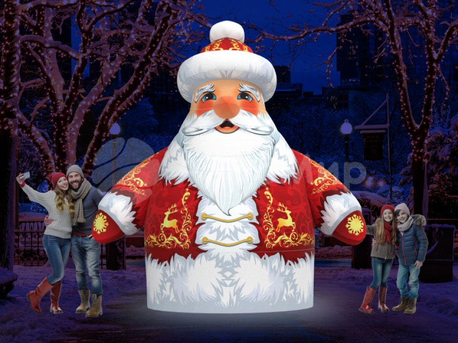 Надувной Дед Мороз Лайт 2.0 для улицы с подсветкой