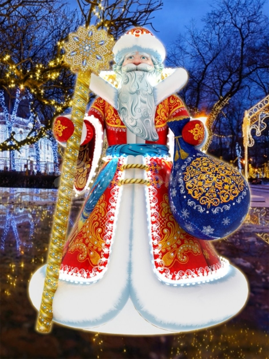 Надувная фигура Дед Мороз Эксклюзив — для улицы, с подсветкой