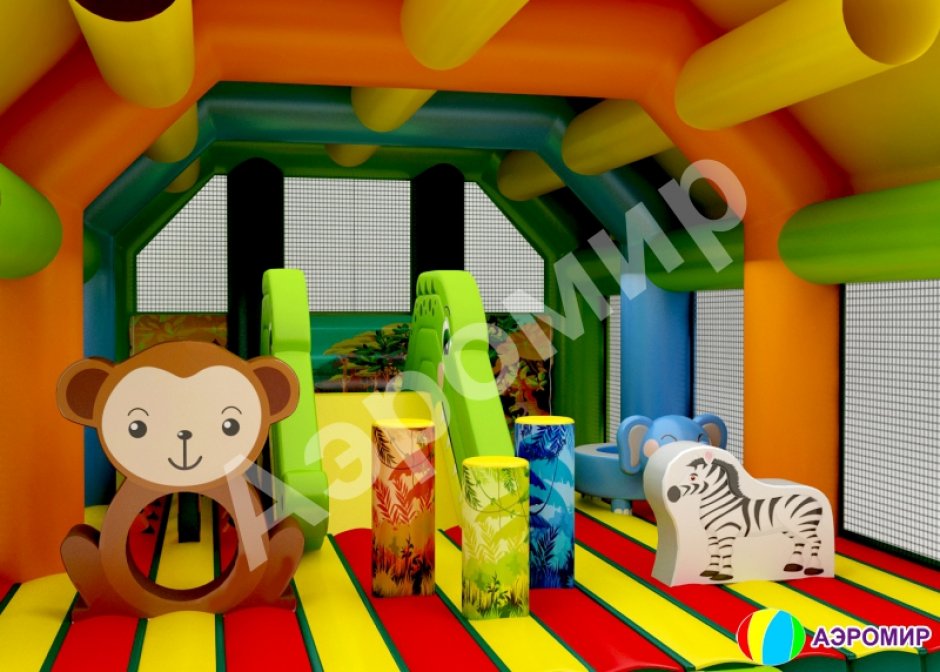 Надувной батут Джунгли — с крышей на 75 м²