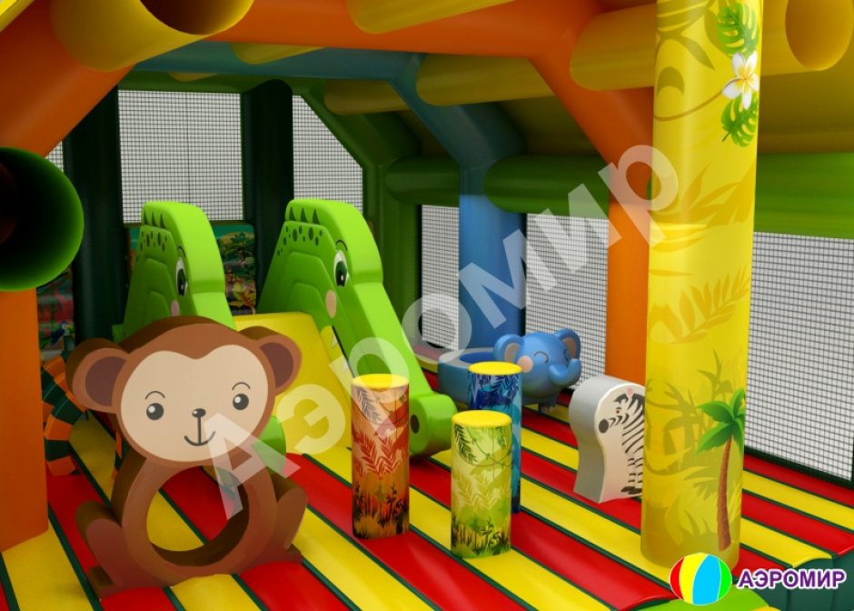 Надувной батут Джунгли — с крышей на 75 м²