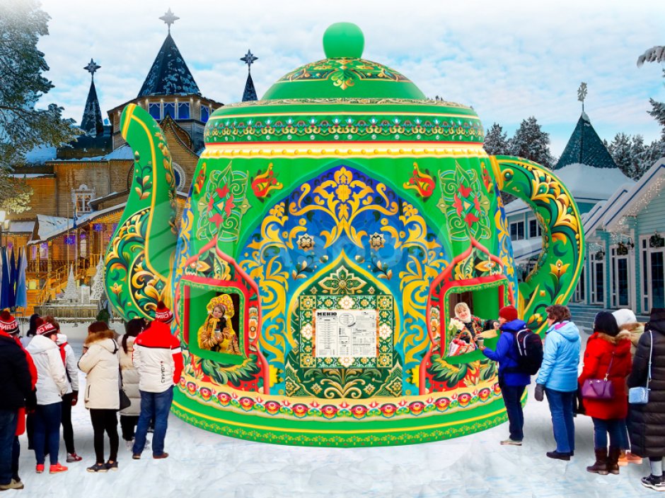 Надувной чайник-дом — для праздников, выставок и торговли