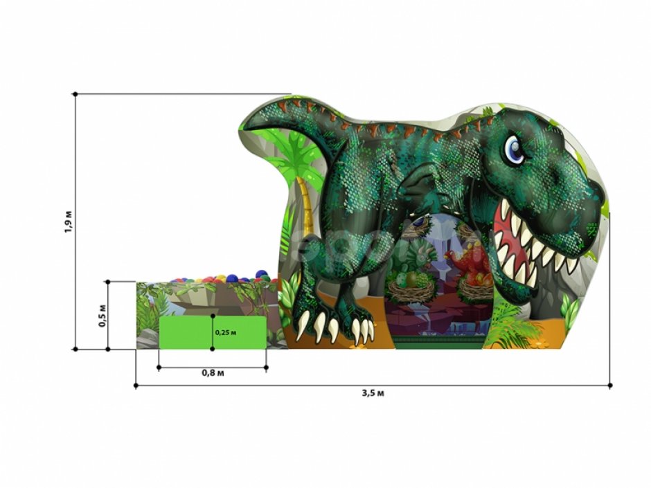 Дом Динозавров — мягкий игровой домик с сухим бассейном 