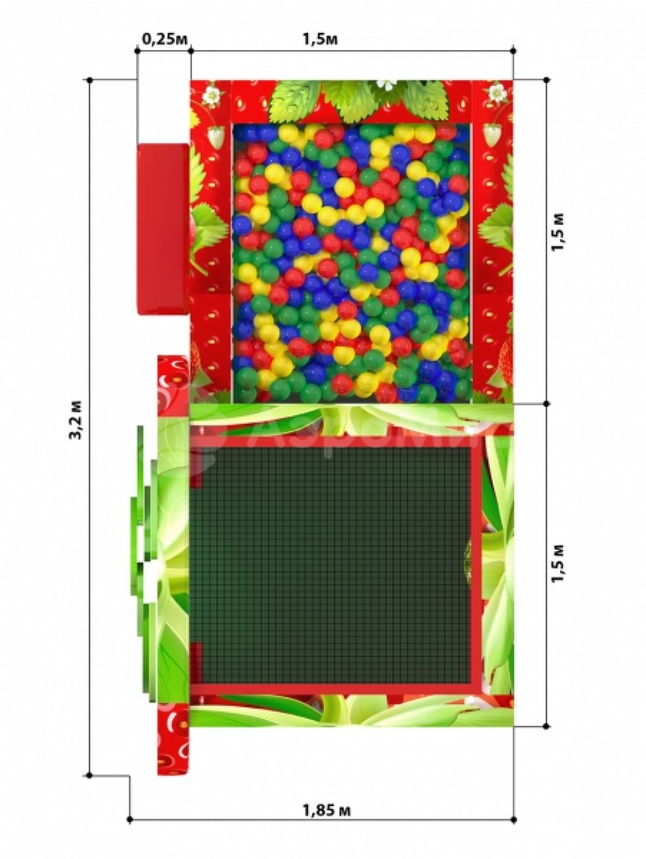 Домик клубничка — мягкий игровой дом с сухим бассейном