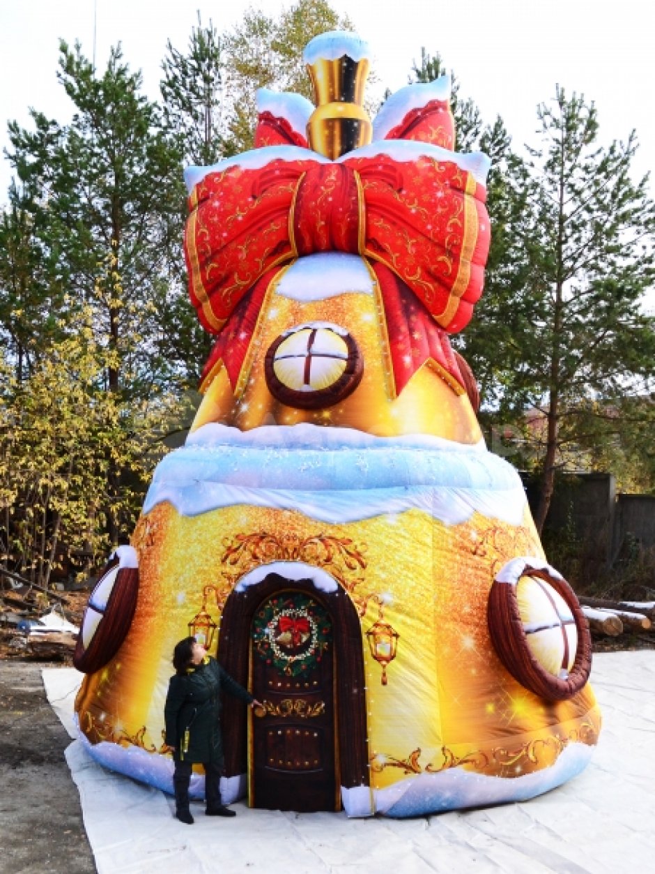 Колокольчик дом — новогодняя надувная конструкция с фото зоной внутри