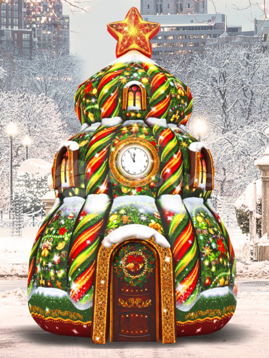 Ёлка дом — новогодняя надувная конструкция с фото зоной внутри