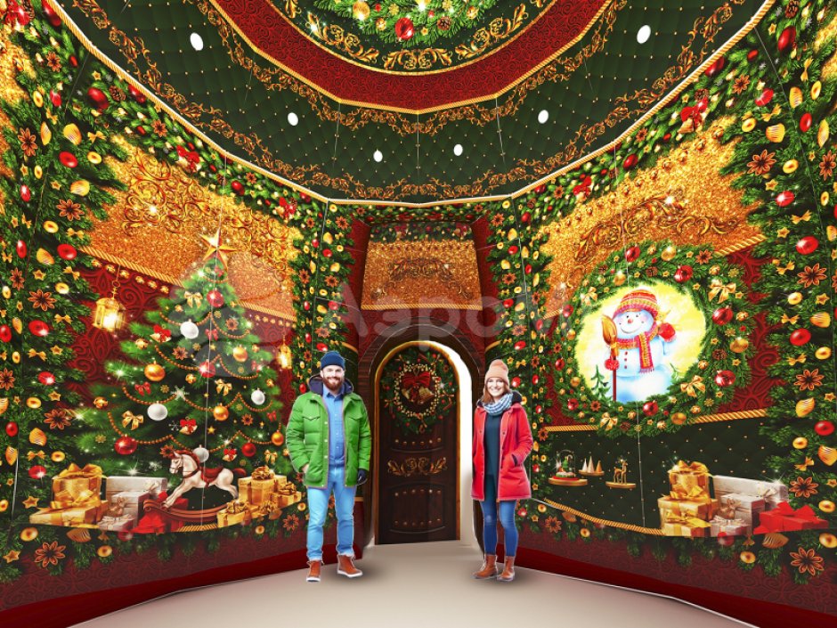 Ёлка дом — новогодняя надувная конструкция с фото зоной внутри