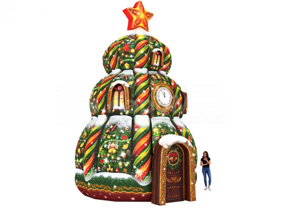 Ёлка дом — новогодняя надувная конструкция с фото зоной внутри
