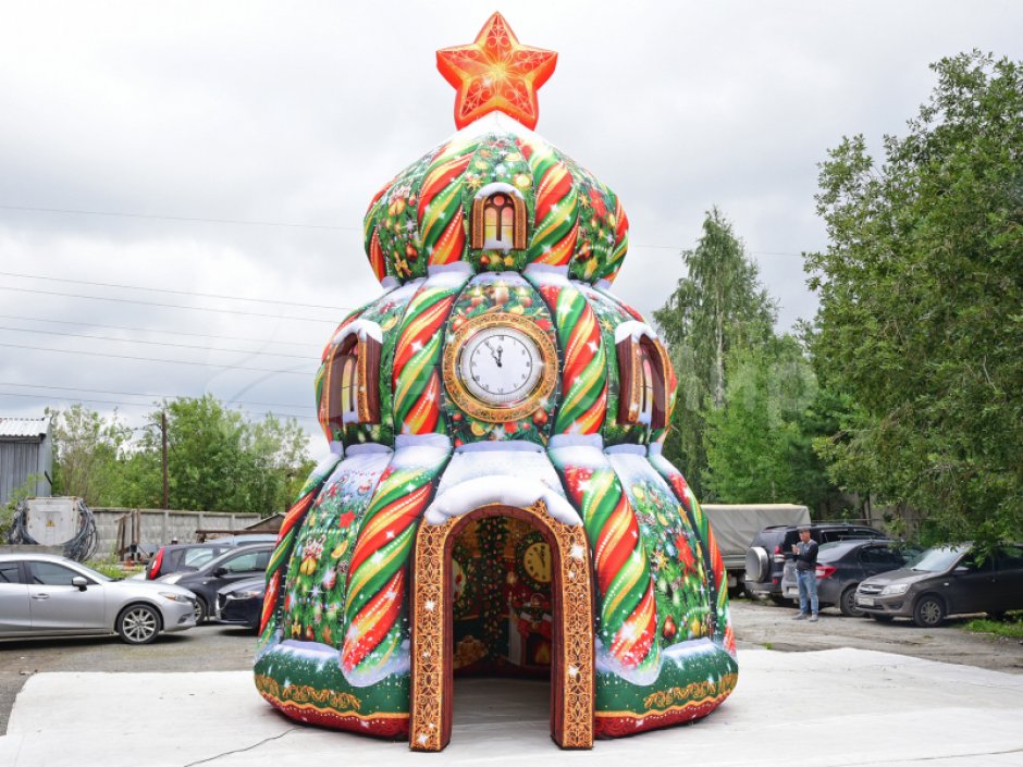 Ёлка дом — новогодняя надувная конструкция с фото зоной внутри