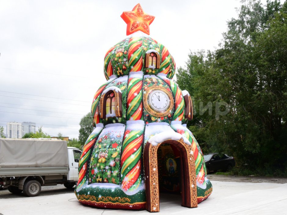 Ёлка дом — новогодняя надувная конструкция с фото зоной внутри