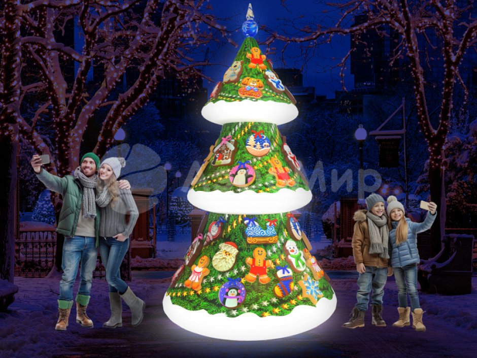 Большая надувная Ёлка с новогодними игрушками