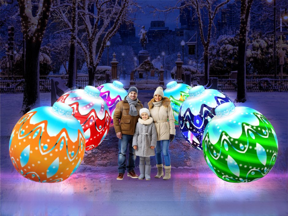 Надувные ёлочные шары с подсветкой