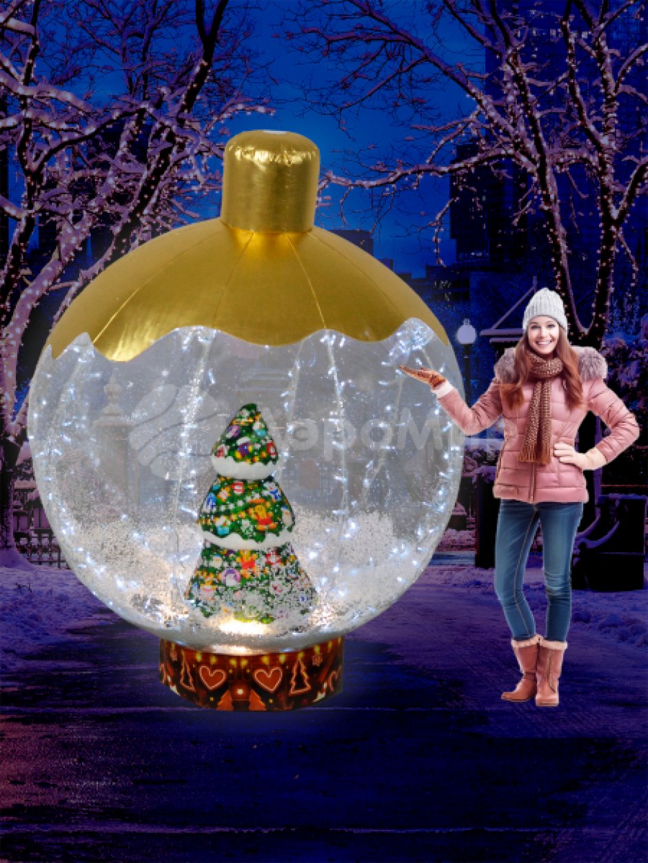 Ёлочный шар с игрушкой внутри — с эффектом вращения и яркой подсветкой