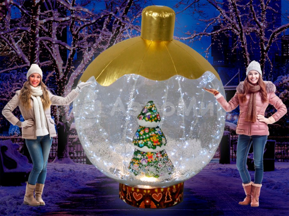 Ёлочный шар с игрушкой внутри — с эффектом вращения и яркой подсветкой