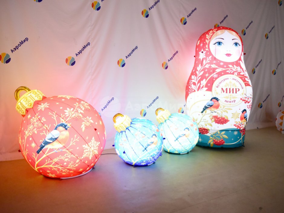 Матрешка надувная новогодняя с подсветкой