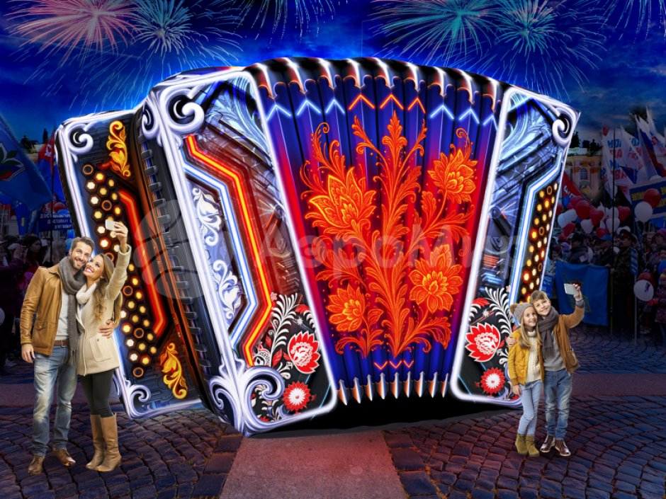 Надувная гармонь — большая фигура-декорация на праздник