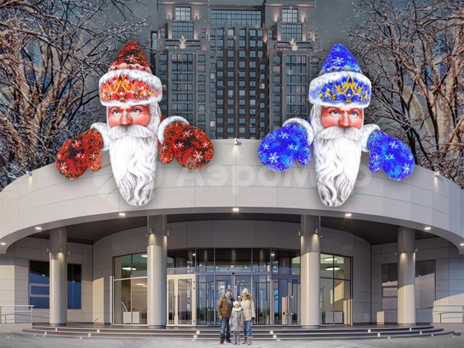 Надувной Дед Мороз на крышу — большая декорация новогоднего праздника