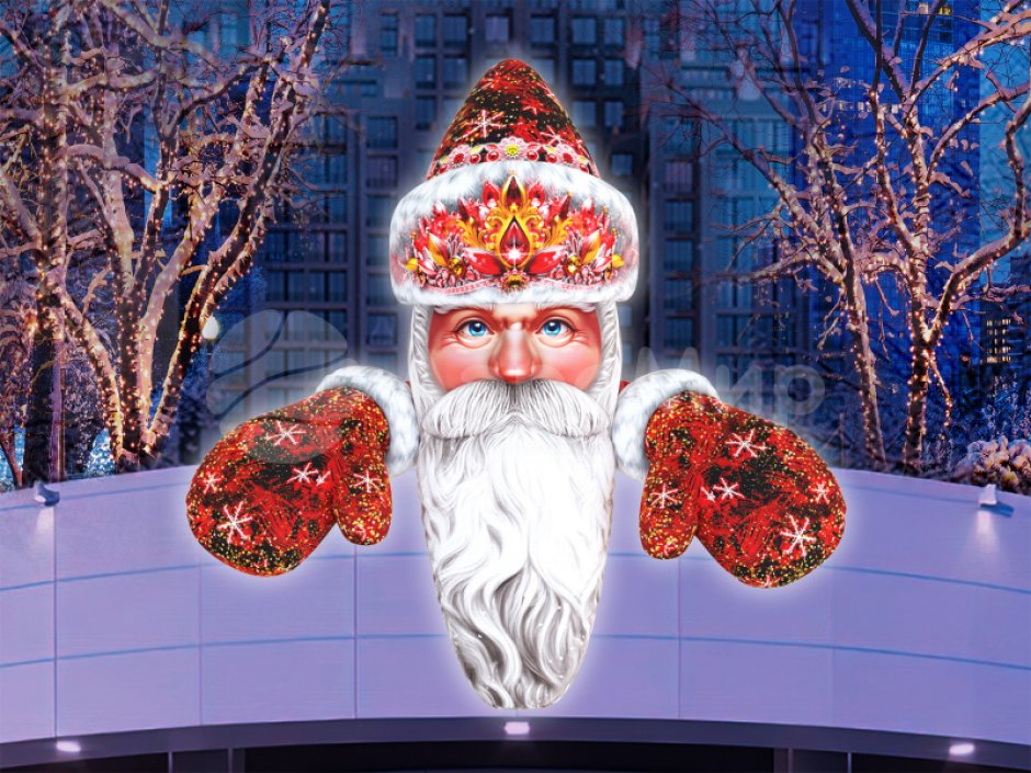 Надувной Дед Мороз на крышу — большая декорация новогоднего праздника