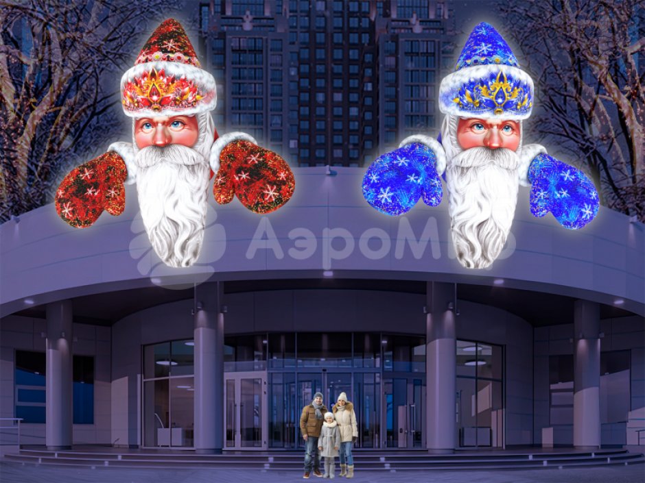 Надувной Дед Мороз на крышу — большая декорация новогоднего праздника