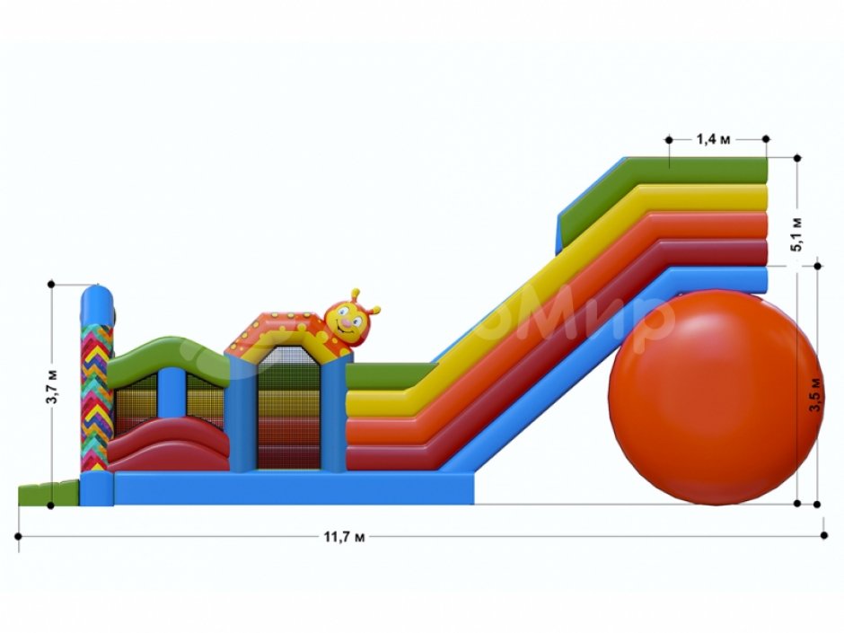 Надувной батут-горка Краски — для бизнеса с на ~ 50 м²